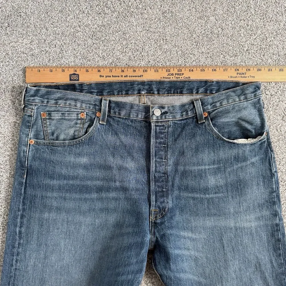 Levis 501 Original Fit Stretch Jeans Mens Blue Denim Button Fly Size 40x30